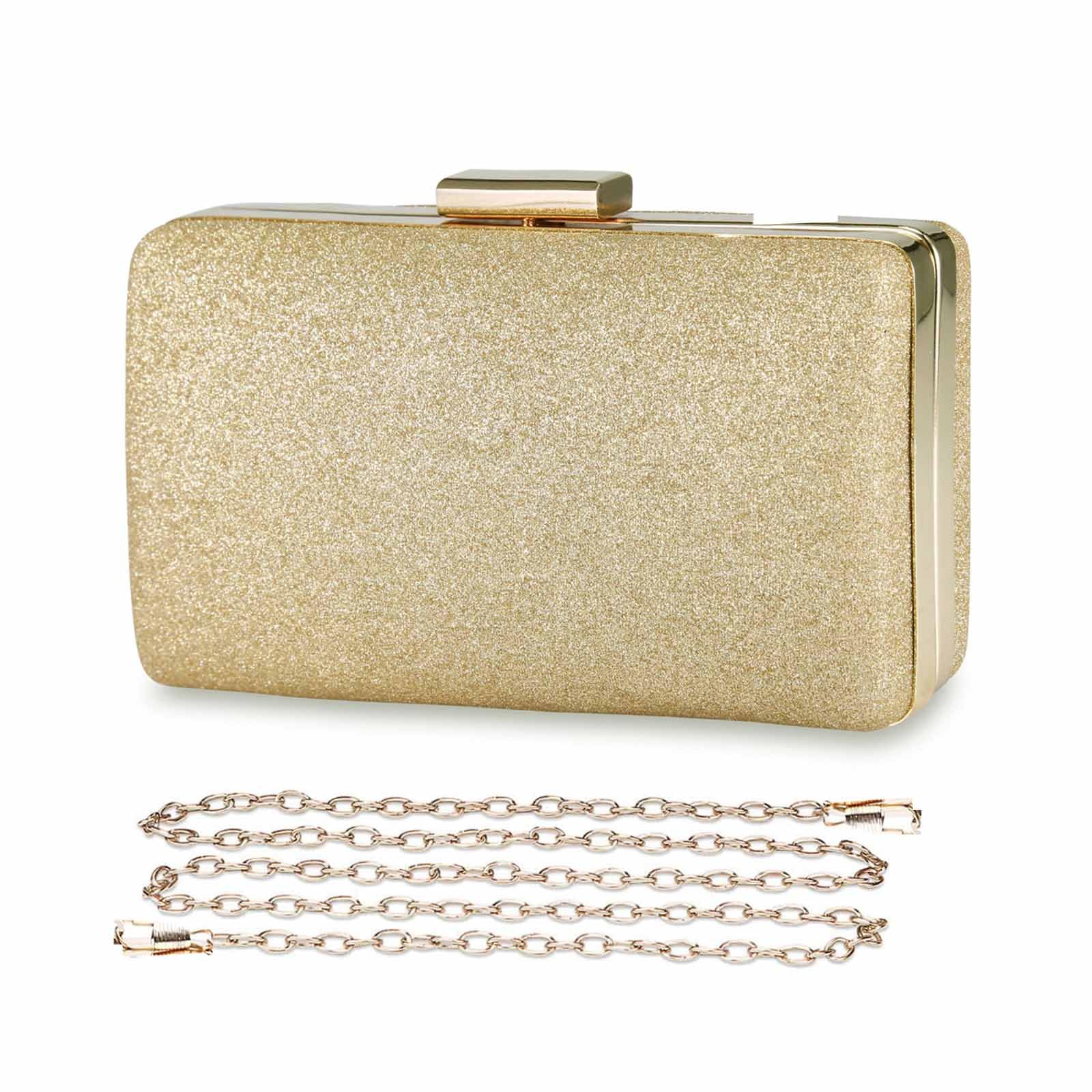 BAIGIO Gold Clutch Bag for Women Glitter Evening Bag Clutches Sparkly Wedding Bridal Clutch Purse Ladies Party Handbag