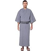 Koremono Mens Asanoha Yukata, Lightweight Summer Robe, 100% Cotton, Made in Japan