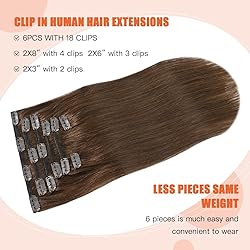 UGOTRAYS Medium Brown Hair Extensions Real Human