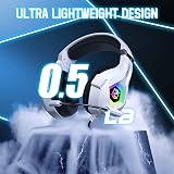 Ozeino Gaming Headset PS5 PS4 PC RGB Light 50mm Drivers White view 6