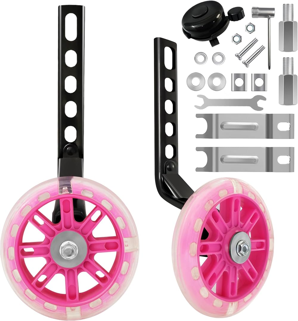TenFans Kids Bike Stabilizers Training Wheels 12-20 Inch Mute Flash Wheels