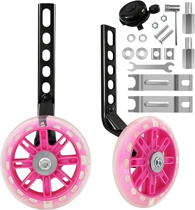 TenFans Kids Bike Stabilizers Training Wheels 12-20 Inch Mute Flash Wheels