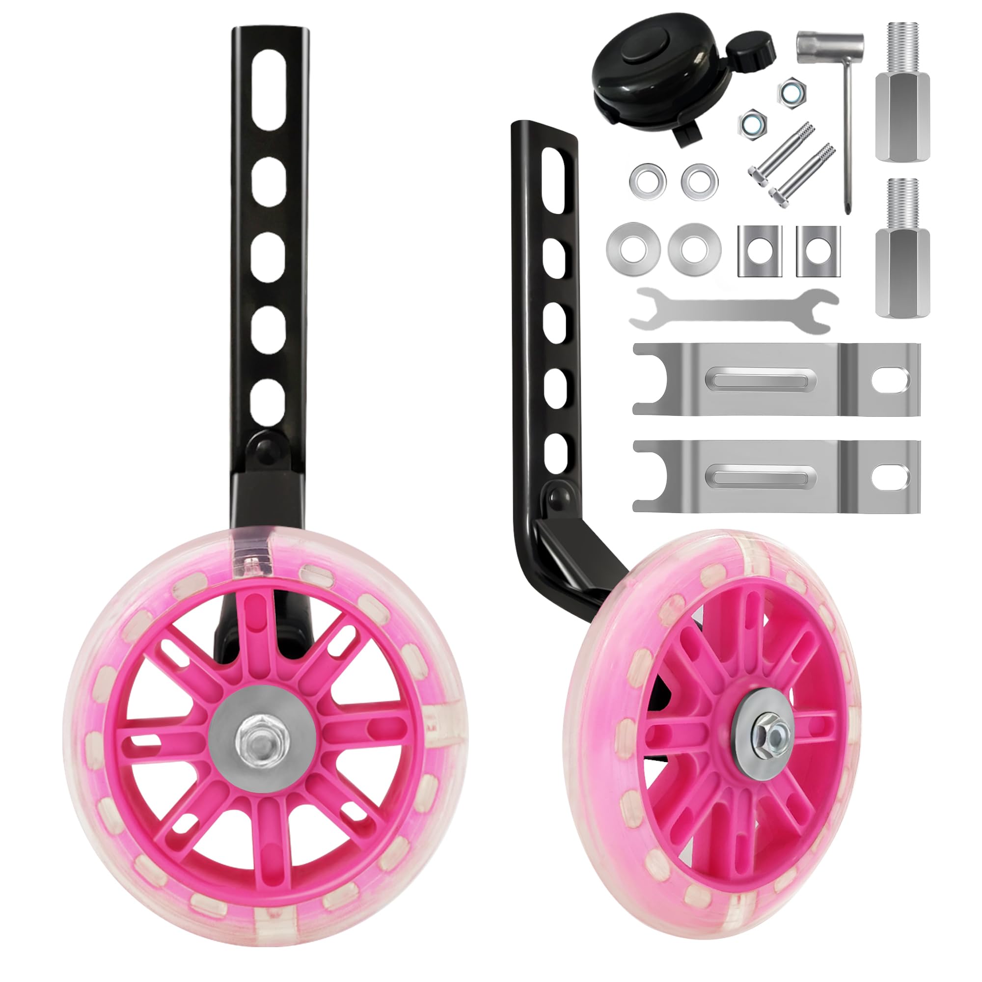 TenFans Kids Bike Stabilizers - Child Bicycle Wheel Stabilizer for Kids Bike 12 14 16 18 20 Inch Adjustable Bicycle Training Wheels with Mute Flash Wheels