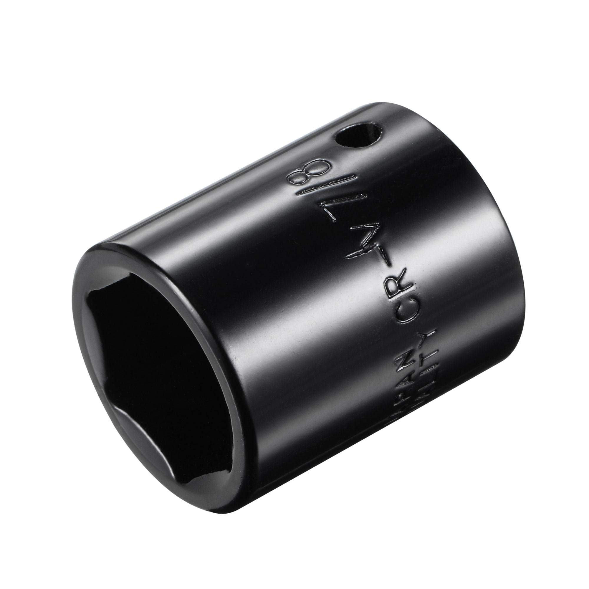 sourcing map 1/2-Inch by 7/8-Inch 6-Point Impact Socket, CR-V Steel 38mm Length, Shallow SAE Sizes