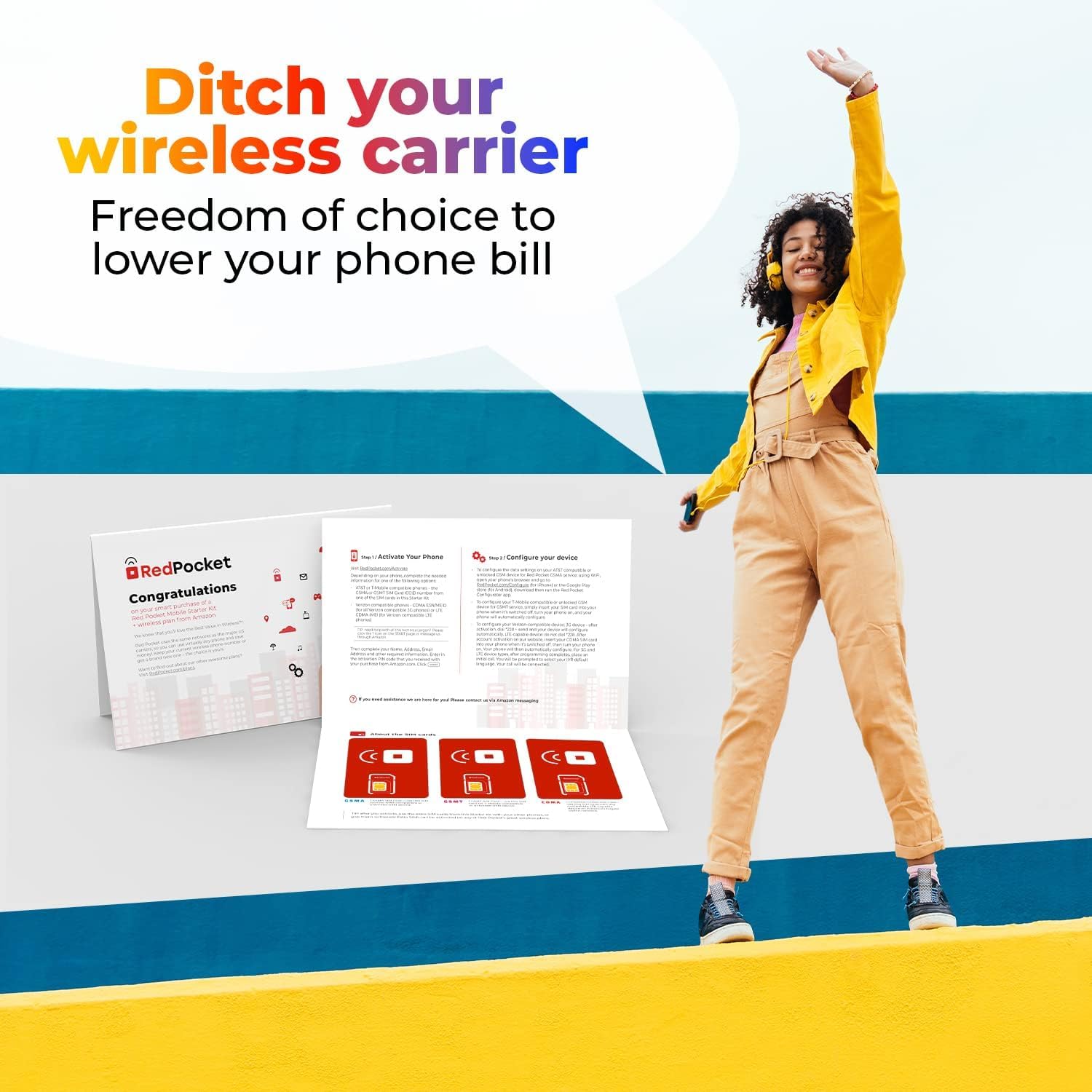 1GB High-Speed Data from RedPocket Mobile. Free SIM Card for AT&T-Compatible Phone. Unlimited Data, Talk, & Text