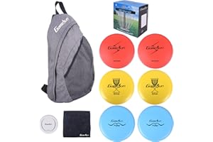 GAMESUN DISC Golf Set Includes 1pc Heavy Duty Nylon Backpack Bag, 2pcs Drivers, 2pcs Mid-Ranges, 2pcs Putters, 1pc Mini Disc Marker, 1pc 12”x12” Embroider Logo Black Towel and 1pc Gift Color Box