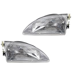 TRQ 2 Piece Headlight Assembly Set Chrome Bezel
