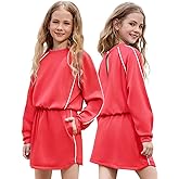 Girl Cropped Tracksuits 2 Piece Long Sleeve Skirt Sets Jogger Sweatshirt Open Back Skorts Set