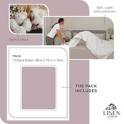 Linen Home 100% Cotton Percale Weave Fitted