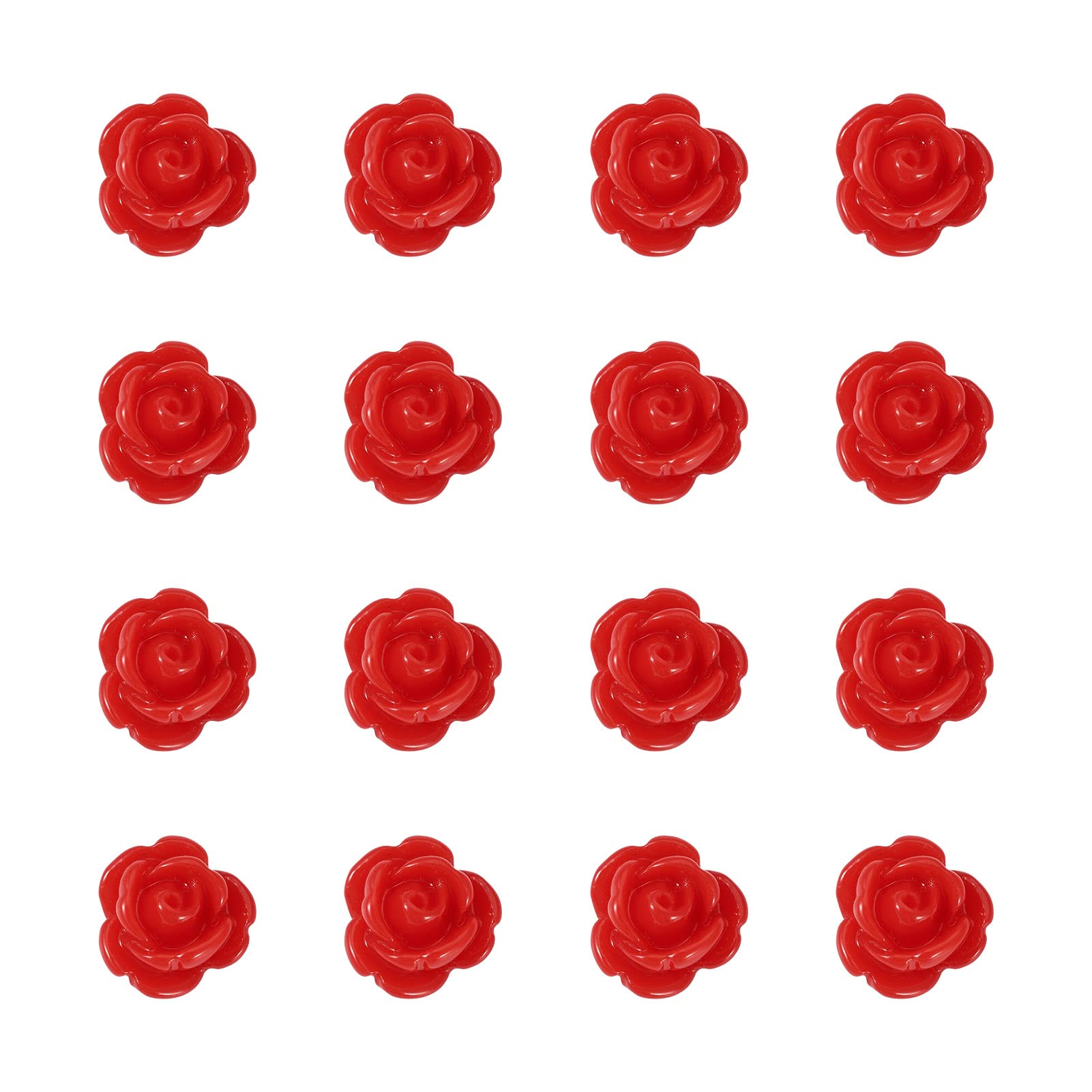 Craftdady 50pcs Rose Flower Beads Opaque Resin Flatback Floral Beads Loose Charm for DIY Jewelry Earrings Necklace Making Sewing Scrapbooking, Red