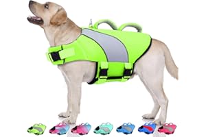 Doglay Dog Life Vest, Dog Life Jacket with Double Rescue Handles and Reflective Stripes, Adjustable High Visibility Swimming Safety Vest,Pet Life Preserver Lifesaver for Small Medium Large Dogs.