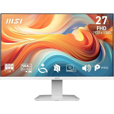Pro MP273WA E14A Monitor Profesional de 27" FHD, 1920 x 1080 IPS, 144 Hz, 1 ms, Compatible HDR, adaptative Sync, Eye Care, HDMI 2.0, DP 1.2a, sin Marco, inclinación Ajustable, Vesa, Blanco