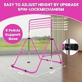 FINGER TEN Foldable Gymnastics Bar for Kids 35-51 in Adjustable Height Pink Blue view 3