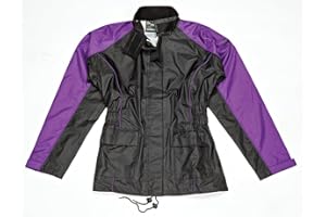 Joe Rocket RS2 Womens 2-Piece Motorcycle Rain Suit (Black/Purple, Large)