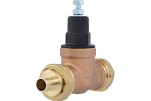 Cash Acme EB45 Pressure Regulating Valve, Double Union, 3/4 Inch Crimp, Poly Top, 60 PSI, PVA16P-DUCR-60