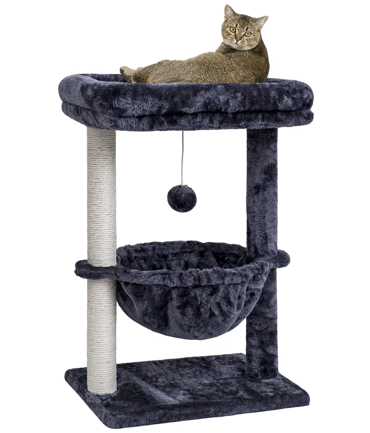 Photo 1 of (MISSING HARDWARE) ***PARTS ONLY***SYANDLVY Small Cat Tree for Indoor Cats, Activity Cat Tower with Scratching Post for Kittens, Cat Condo & Furniture with Basket & Hanging Ball for Play Rest