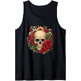 Sugar Skull Halloween Roses Flower Women Girls Tank Top