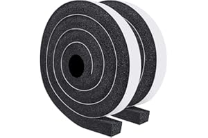 TORRAMI Window Air Conditioning Foam Strips 1 inch W X 1 inch T, Open Cell Foam Weather Stripping Seal InsulatingTape Self Adhesive Total 13 Feet Length (2 Rolls of 6.5 Ft Each)