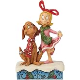 Enesco Dr. Seuss Grinch by Jim Shore Cindy Lou and Max Wearing Scarves Figurine, Stone Resin Hand Crafted Collectible Christmas Figurines Home Decor Sculpture Statue, 5.63 Inch, Multicolor