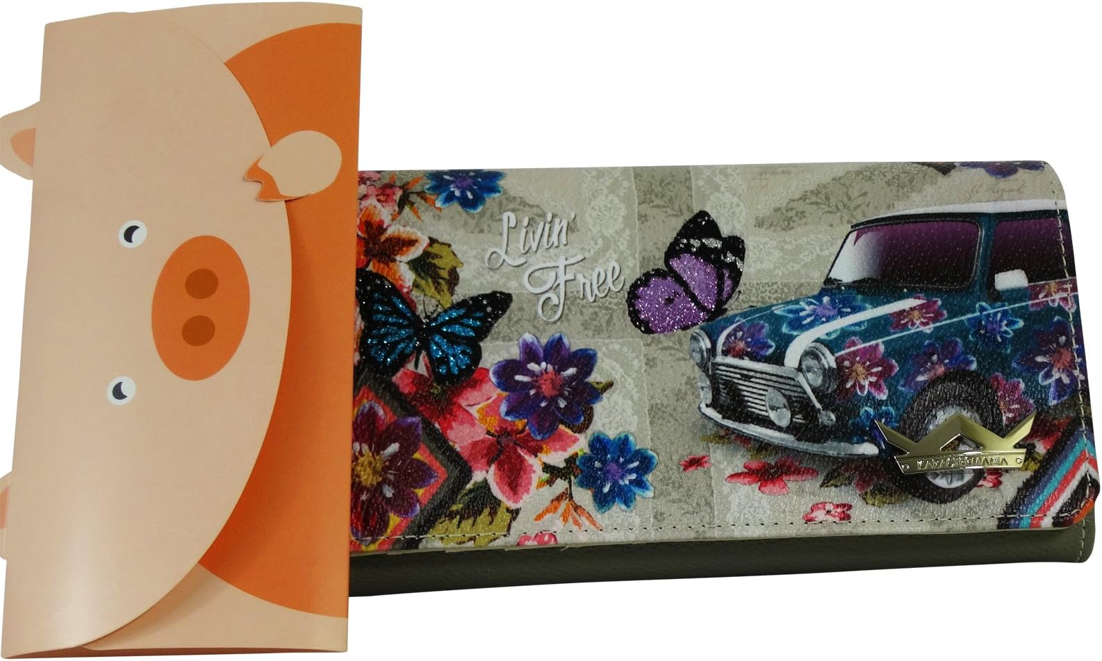 KRM Livin Free Wallet Coin Purse Card ID Photos Holder Large