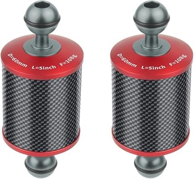 Bdukbduk 2x 60mm Carbon Fiber Underwater Float Arm for DSLR Camera 5 Inch Red