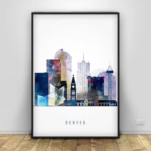 Denver Colorado Panoramic Skyline Print Beautiful Denver Poster
