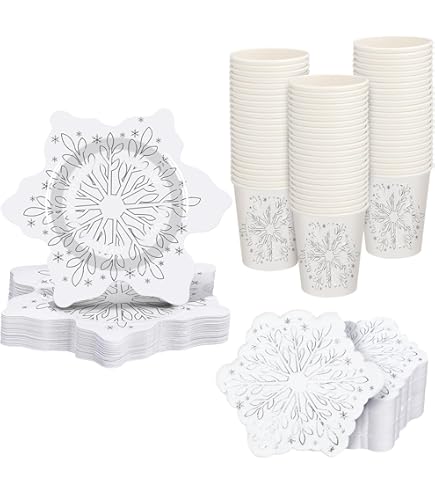 Amazon.com: 16 Pcs Christmas Snowflake Paper Plates Xmas