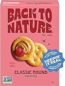 Back to Nature Classic Round Crackers, Non-GMO, Vegan Friendly Snack Cracker, Made with Wheat Flour & Sea Salt, Snack Happy, 