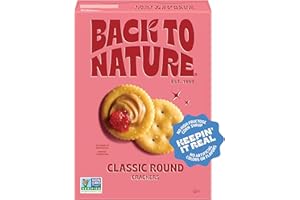 Back to Nature Classic Round Crackers, Non-GMO, Vegan Friendly Snack Cracker, Made with Wheat Flour & Sea Salt, Snack Happy, 6.5 oz Box