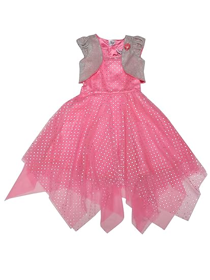 Doodle Girls Frock Net Fabric One Piece Dress A Line Dress Knee Length For Baby Girl Sleeveless Dress With Shimmer Jacket For Kids Casual Pink Amazon In Clothing Accessories