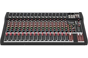 DNYSYSJ 16 Channel Audio Mixer, Soundboard Mixing Console Sound Mixer DJ Sound Controller with USB & Bluetooth, Studio Audio Mixer for Professional and Beginners (16 Channel)