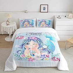 Little Mermaid Comforter Set Twin Cute Watercolor