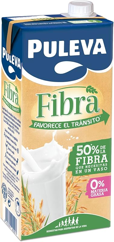 - Leche Puleva con Fibra de Achicoria y Avena, Bebida Láctea, Favorece el Tránsito Intestinal y Digestión, Calcio y Vitaminas, 50% Fibra Diaria por Vaso, Pack 6 x 1 Litro