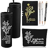 Funnymoom 6 Pcs Valentines Office Coworkers Appreciation Gift Set for Lady Women Thank You Gift Bulk for Employees 16 oz Plastic Tumbler Makeup Bag Journal Pens for Staff, Team, Teacher, Nurse