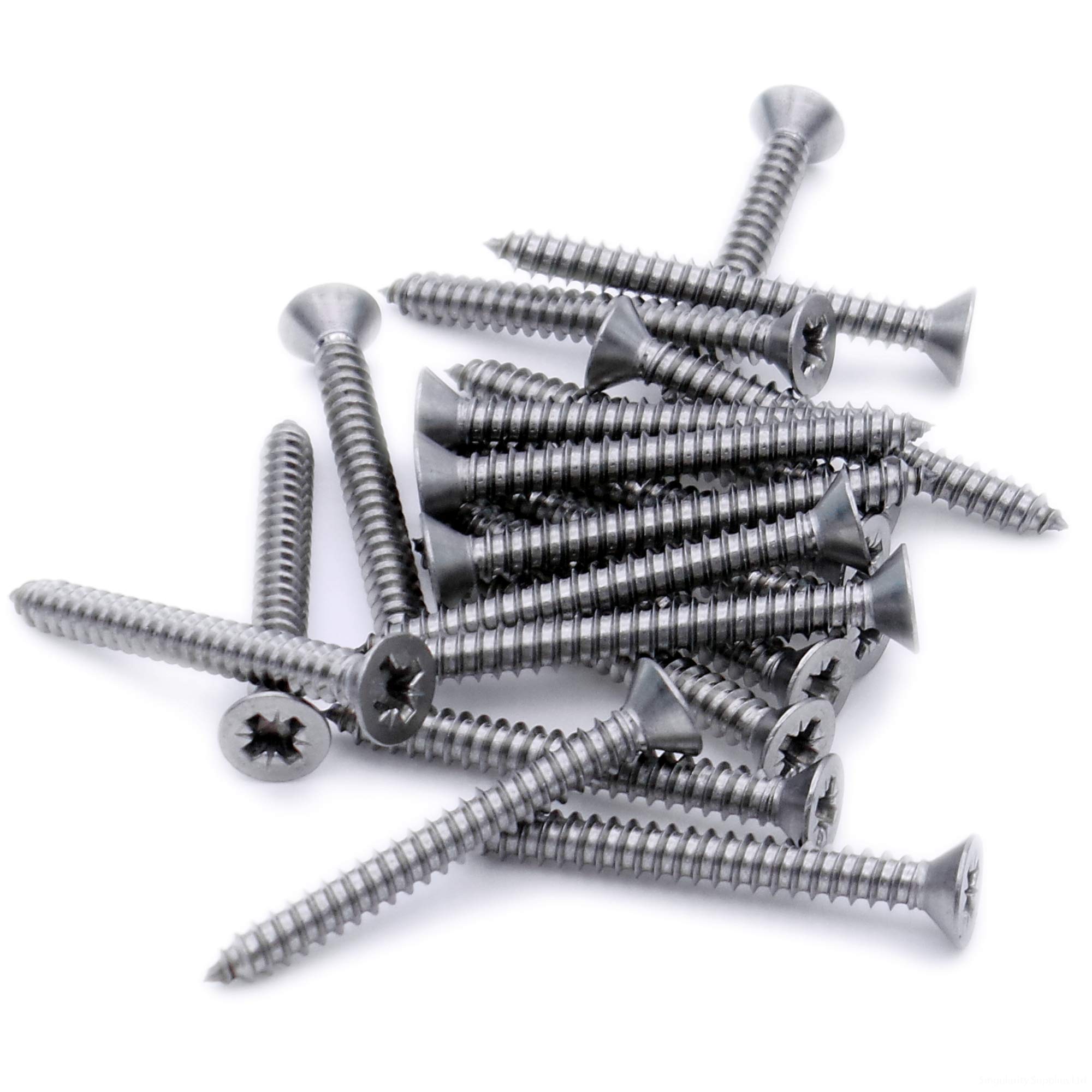 No.14 x 1 (6.3mm x 25mm) Pozi Countersunk Self-Tapping Screw - Stainless Steel (A2) (Pack of 20)