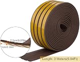 ASelected 4x 3m Foam Draught Excluder Tape for 1-2mm Door Window Gaps Brown view 2