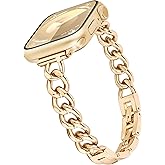 Aniaboho Slim Metal band Compatible with Apple Watch Bands for Women 38mm 40mm 41mm 42mm 44mm 45mm 46mm, Dressy Designer Strap Single Chain Wristband Thin iWatch Bands for Series 11 SE 10 9 8 7 6 5 4