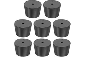 MECCANIXITY Rubber Tapered Plug 30mm to 37mm Solid Test Tubes Bungs Stopper with Hole Black for Lab Home 8 Pieces