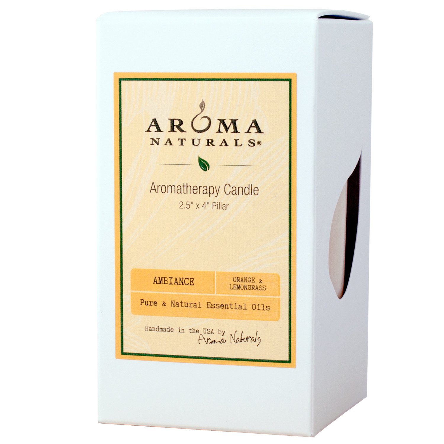 Aroma Naturals Essential Oil Lavender & Tangerine Scented Pillar Candle, Relaxing, 2.5 inch x 4 inch: Beauty