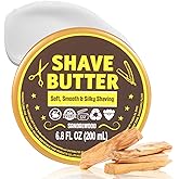 Shave Butter, Shaving Cream for Sensitive Skin, Naturally Derived with Shea Butter and Sandalwood Oil for the Smoothest Shave, Soft and Silky Skin -Sandalwood Scent, 200ml(6.8 floz)