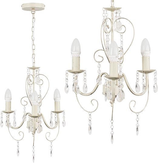 Distressed Cream Ornate Vintage Style Shabby Chic 3 Way Ceiling