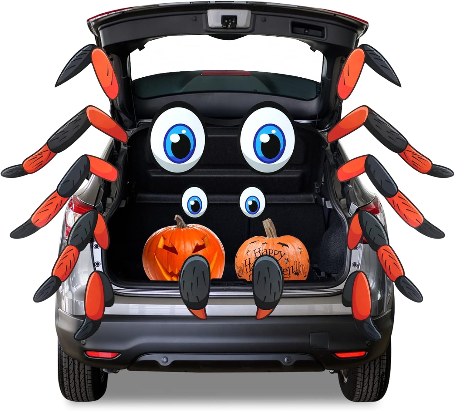 Garage Door Decorations - GoosWexmzl Halloween Monster Face Decorations Garage Door Archway Decorations Stickers with Eyes, Fangs, Spider Leg, Car Party Decoration Halloween Trunk or Treat Car Decoration