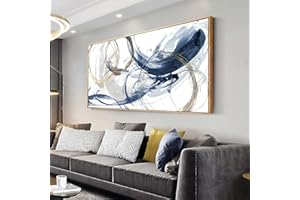 framed Canvas Wall Art Abstract Art Paintings 50cmx100cm Blue Fantasy Colorful Graffiti on White Background Modern Artwork wa