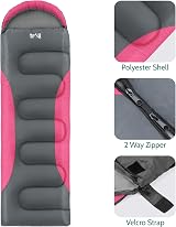 Trail Outdoor Leisure Trail Envelope Sleeping Bag Snug Hood 3 Season 1.3kg view 4