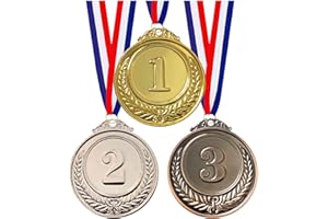 Jauisus 3 Pcs Gold Silver Bronze Medals 1st 2nd 3rd Place Award Medals for Awards, Olympic Style Winner Awards for Sports, Party, Tournaments, Prizes, Competitions (Metal, 2.55 Inch)