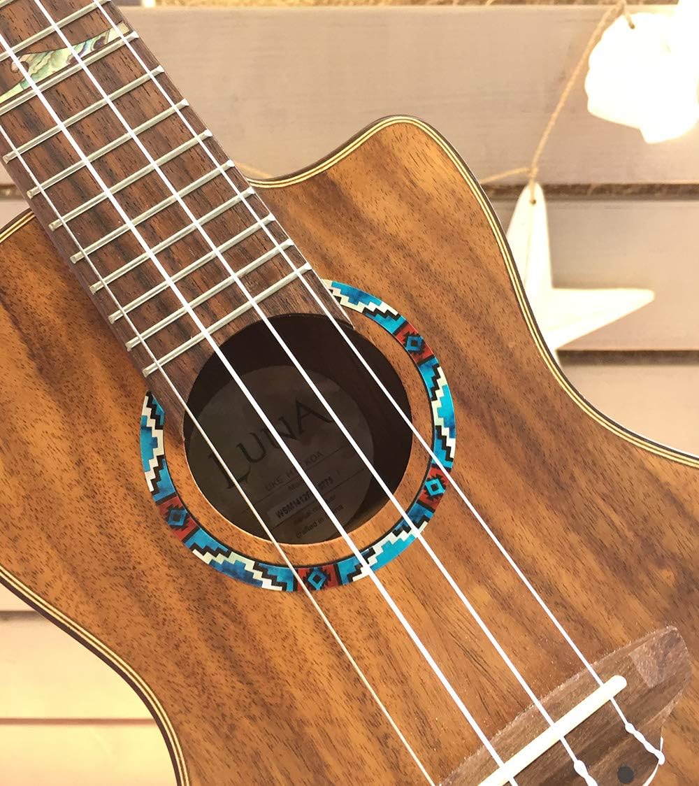 Inlaystickers Sticker for Soprano Ukuleles - Soundhole Rosette/Purfling - Native American Pattern - Turquoise - Image 3