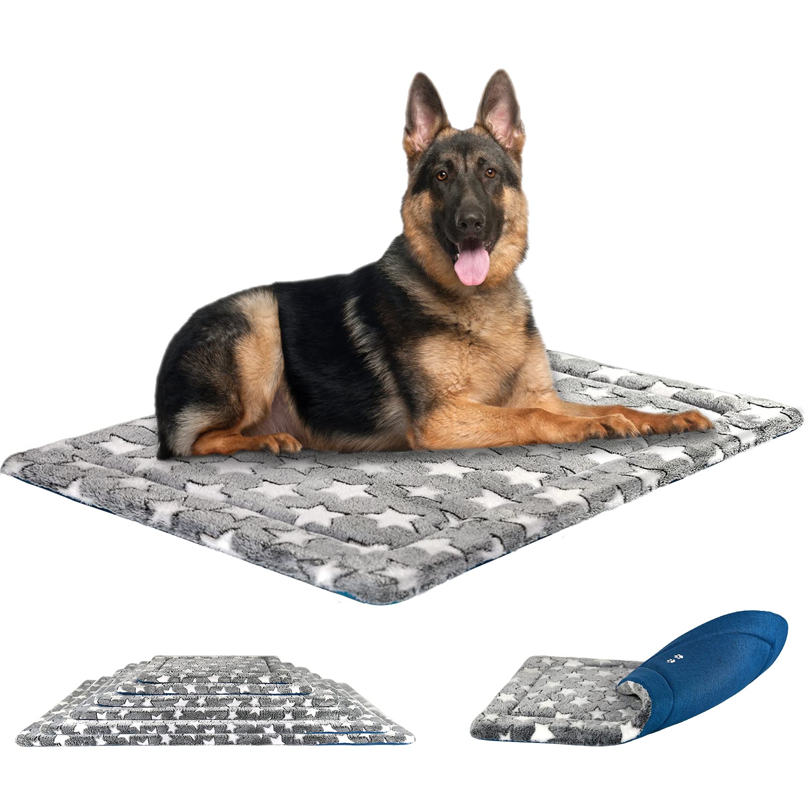 24"/30"/36"/42"/48"/54" Dog Bed Reversible Mat (Warm & Cool) Stylish Pet Mat Pad High Density Foam Machine Washable Pet Bed for Dogs 25lbs-130lbs