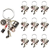 PHAETON 10PCS Keychains with Crown, Lipstick, High Heel, Pearl, Bow, Handbag Pedant for Women Enthusiast Keychain Set Makeup Lovers Gift Cosmeticians Gift Make up Decoration Favor