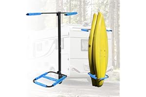 KUAFU RV Hitch Mount Kayak Rack Fits up to 12'' Kayaks Height Adjustable Vertical Standing Kayak Carrier 2'' Hitch Receiver 150LBS for RV Truck SUV