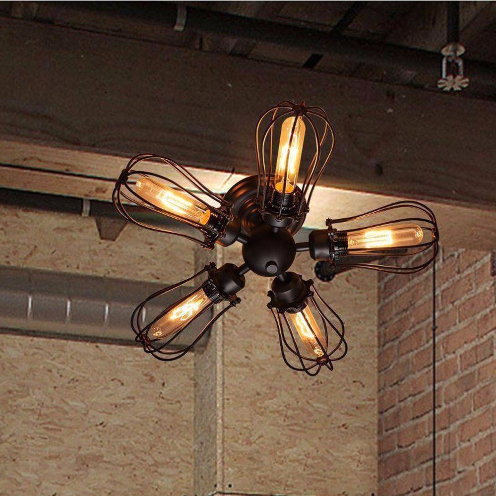 Retro Vintage Industrial 5 Bulbs Pendant Lamp Steampunk Ceiling